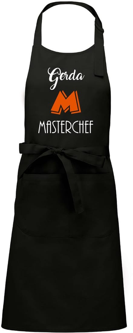 mijncadeautje - luxe keukenschort - Masterchef - met voornaam - zwart