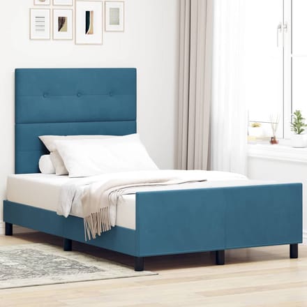 vidaXL - Boxspring - bed - met - hoofdeinde - Donkerblauw - 120 - x - 190 - cm - Fluweel