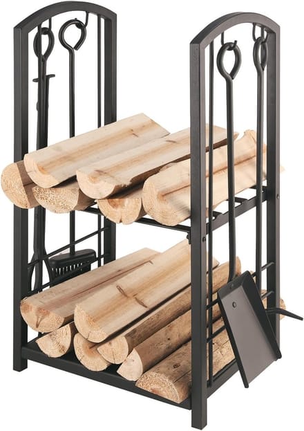 Houten Mand met Haardset - Perfect voor Kamperen