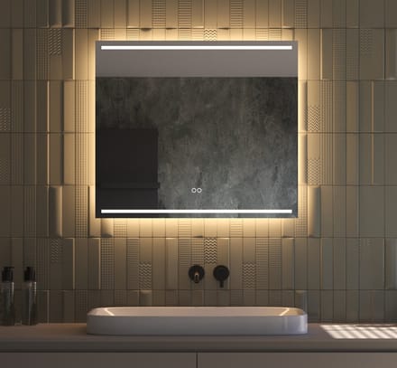 Schaere - Badkamerspiegel - LED Verlichting - Spiegel Verwarming - Touch Sensor - Dimfunctie - 80x70x3 cm