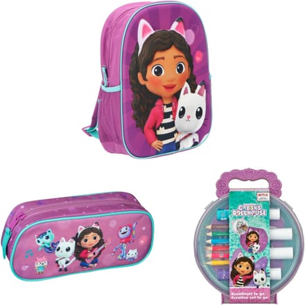 Gabby's Dollhouse schoolset; rugzak, etui en schrijfwarenset