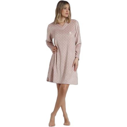 Dames satijnen nachthemd met lange mouwen Admas Classic Pico Dots Lace