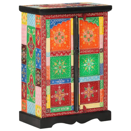 vidaXL - Kast - handgeschilderd - met - deuren - 53x30x75 - cm - massief - mangohout