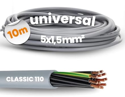 10 meter PVC Stuurkabel 5x1,5 mm² - 5-aderig met Groen-Gele Bescherming