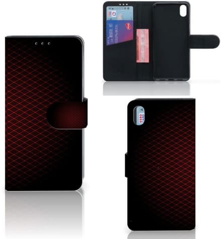 Book Case voor Xiaomi Redmi 7A Telefoon Hoesje Geruit Rood