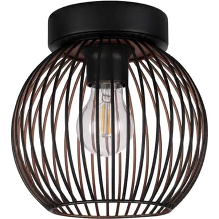 Eglo Plafondlamp Poblete - Zwart - Koper - 20cm - E27