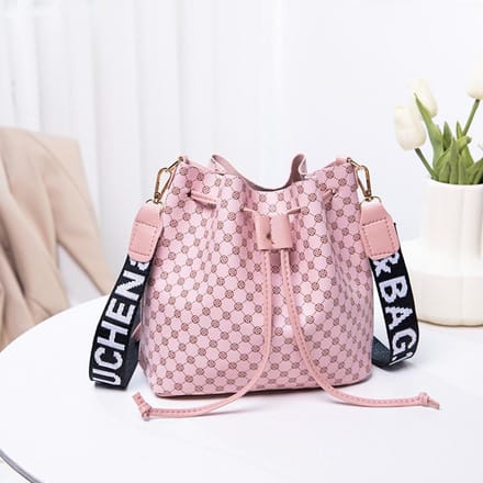 Bedrukte Bucket Bag Damesmode Dames Messenger Bag Grote Capaciteit Geldbuidel roze