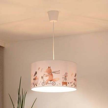 Duolla Hanglamp Ferdi Kids, textiel, wit, kleurrijk