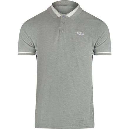 Cavalli Class Bold Stripe Collar Grijs Poloshirt