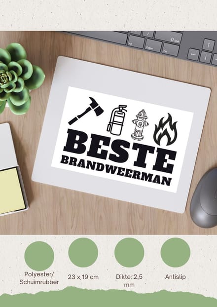 Akyol - beste brandweerman Muismat - Beste brandweerman - collega - cadeau - 23 bij 19 cm