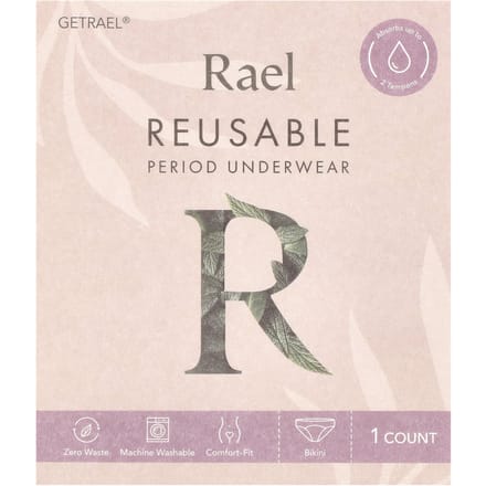 Rael, culotte menstruelle lavable, bikini, medium, noir, 1 pièce gray