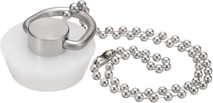 Afvoerstopper - Badstop Spoelbak - Water Vasthouden - Met Parelketting - 25-28 mm - Wit