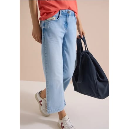 7/8 Wide Leg jeans met gehaakt detail