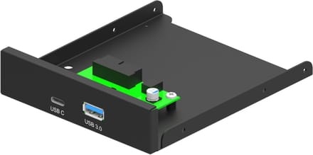 Intern 3.5'' frontpaneel, USB 3.1 Type-A + Type-C poort, zwart
