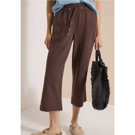 3/4-broek met Wide Leg pijpen van mousseline