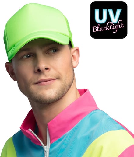 Boland - Pet Fluo neongroen Neon,Groen - 56-62 - Volwassenen - Unisex - 80's & 90's - Disco