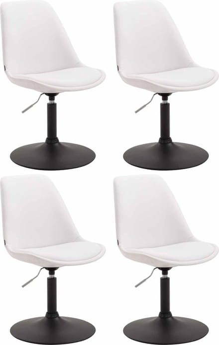 CLP Maverick Set van 4 Eetkamerstoelen - Kunstleer wit zwart