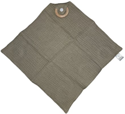 Rammelaartje hydrofiele knuffeldoekje met houten ring – zand