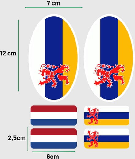 Limburgse vlag stickers auto – Set met 6 autostickers