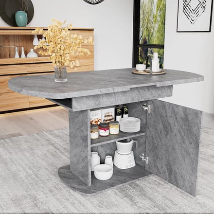 Uitschuifbare Eettafel - Moderne Keukentafel - Ruimtebesparend Wonen - Geïntegreerde Opbergruimte - 110-130 x 70 x 75 cm - Grijs