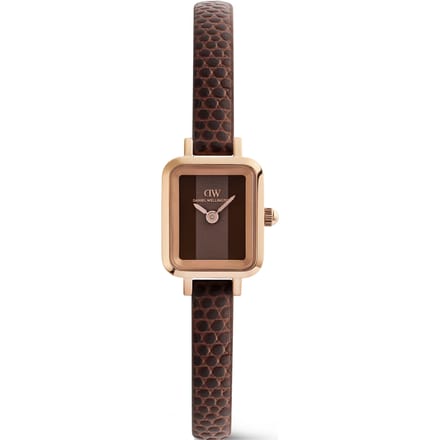Daniel Wellington DW Watch Quadro Mini Brown Lizard Padstow Rose Gold 15mm