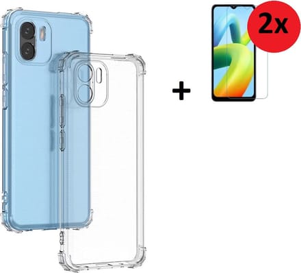 MoDo hoesje Geschikt voor Xiaomi Redmi A1/ A2 - Siliconen Back Cover - Transparant shockproof met 2x screenprotector