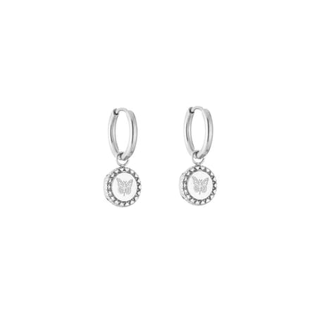 Bijoutheek Oorhanger Disc Vlinder Zilver