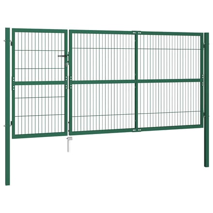 vidaXL Tuinhek met palen 350x140 cm staal groen