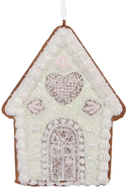 Clayre & Eef Kersthanger Gingerbread house 8x1x10 cm Groen Kunststof