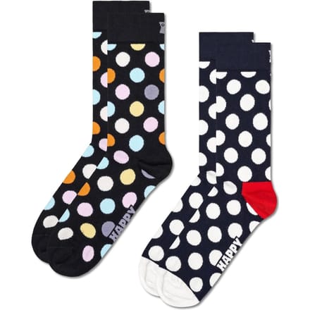 Happy Socks Unisex 2-pack klassieke Big Dot Crew-sokken