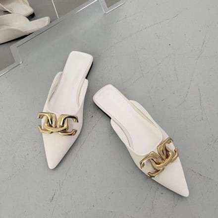 Damesmode Veelzijdige Puntige Platte Schoenen Luie Casual Muiltjes 35 white