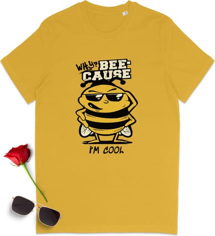Dames Heren T Shirt 'Bee' Cool - Geel - Maat M