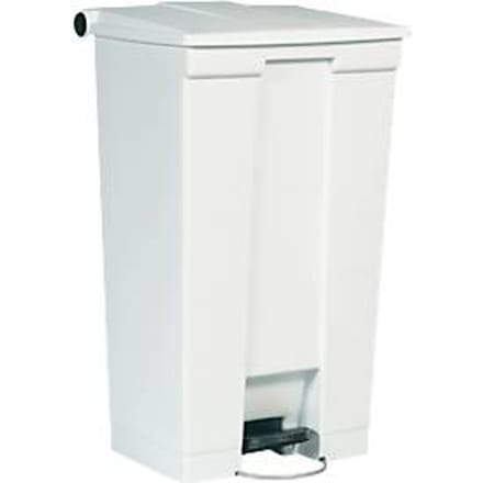 Rubbermaid Legacy Step-On pedaalafvalbak, prikbestendig, met dekseldemper, L 419 x B 501 x H 828 mm, 87 l, polyetheen, wit