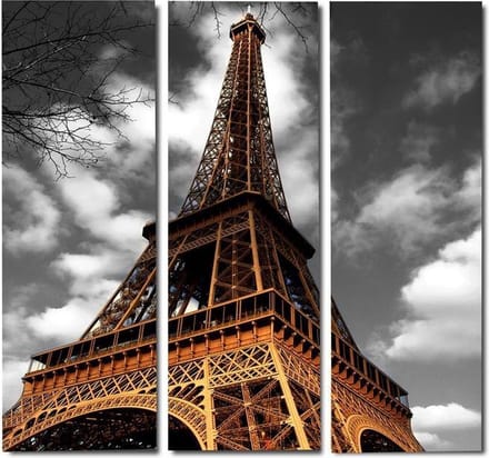 90*90cm Drieluik schilderij canvas foto Eiffel Tower