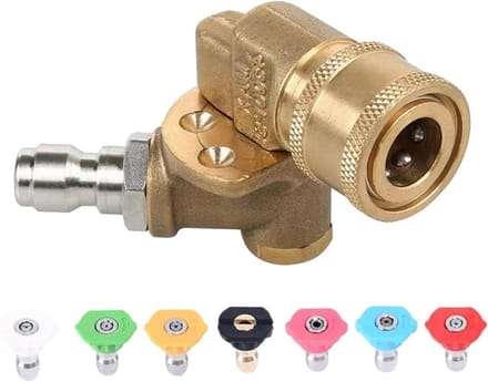 Hogedrukreiniger Koppeling - Adapter Snelkoppeling - Auto en Tuin - 7 Sproeipatronen Roterend - 9.5 cm - Goud