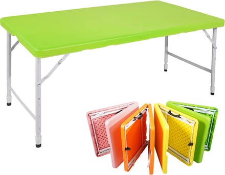 MODFU Buitentafel 125x61x58-74 cm van kunststof en ijzer, inklapbaar groen