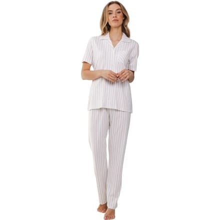 Pastunette Pyjama Beige Dream - Beige/Wit - Katoen - Doorknoop - Maat 44