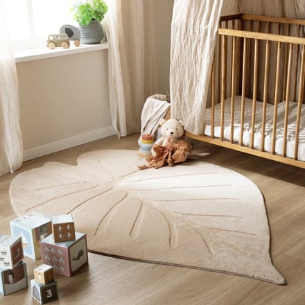 Little Olly Wasbaar kindervloerkleed - Coco Blad Beige - 160x230cm