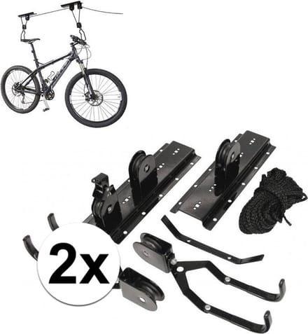 2 Fietsliften / fiets ophangsystemen tot 4 meter - max. 20 kg - plafond ophangsysteem 2x