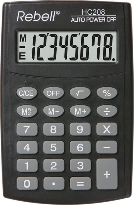 Rebell calculator - HC208 BX - zwart - RE-HC208-BX