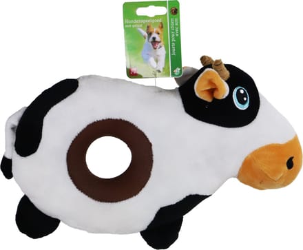 Boon Hondenspeelgoed Donut Koe Pluche + Piep 39cm Zwart/Wit