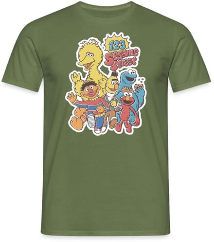 Sesamstraat 123 Sesame Street Groep T-Shirt Heren