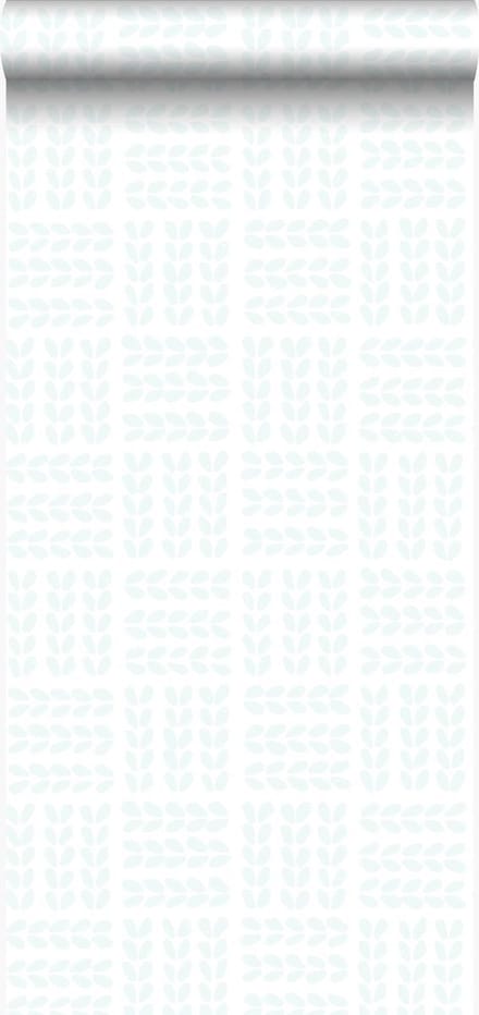 Origin Wallcoverings behang scandinavische blaadjes mat wit en mintgroen - 347499 - 53 cm x 10,05 m