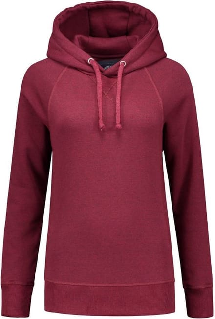 Lemon & Soda Heavysweat raglan sweater met capuchon voor dames bordeaux gemêleerd maat S