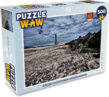 Puzzel Grijze vuurtoren Denemarken - Legpuzzel - Puzzel 500 stukjes