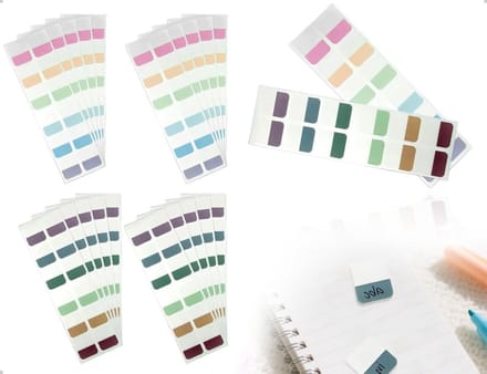 Set van 240 Herbruikbare Plak Tabs, Index Tabs, Labels voor Documenten, Boeken en Mappen in Kantooromgeving