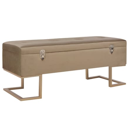 vidaXL - Bankje - met - opbergvak - 105 - cm - fluweel - beige