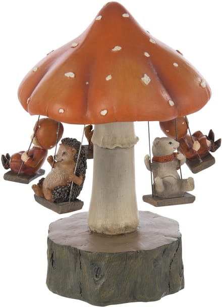 J-Line decoratie Draaimolen Paddenstoel + Kinderen - polyresin - mix