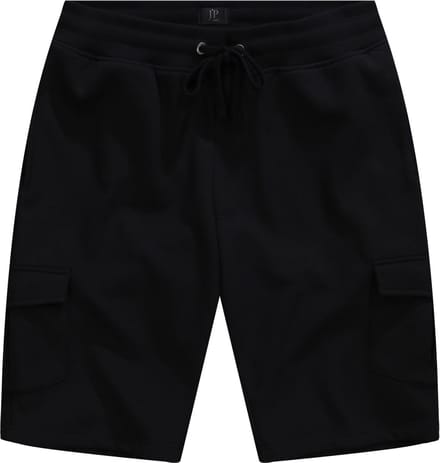 JP 1880 - Heren - Sweat-cargobermuda elastische tailleband cargozakken - Zwart - Maat 6XL