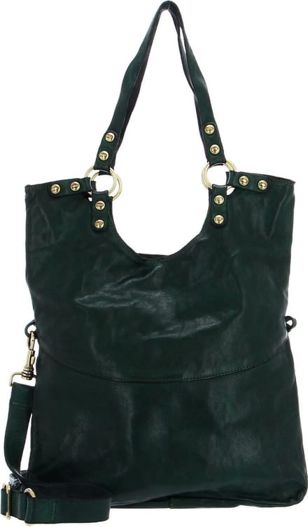CAMPOMAGGI Leren Shopper Schoudertas Shopping Bag Bottiglia Donkergroen